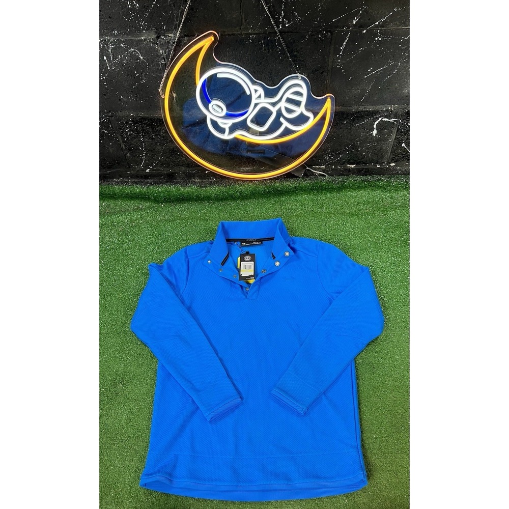 NWT Under Armour Golf Jacket‎ Mens Medium Blue Storm Pullover Henley Snap Logo